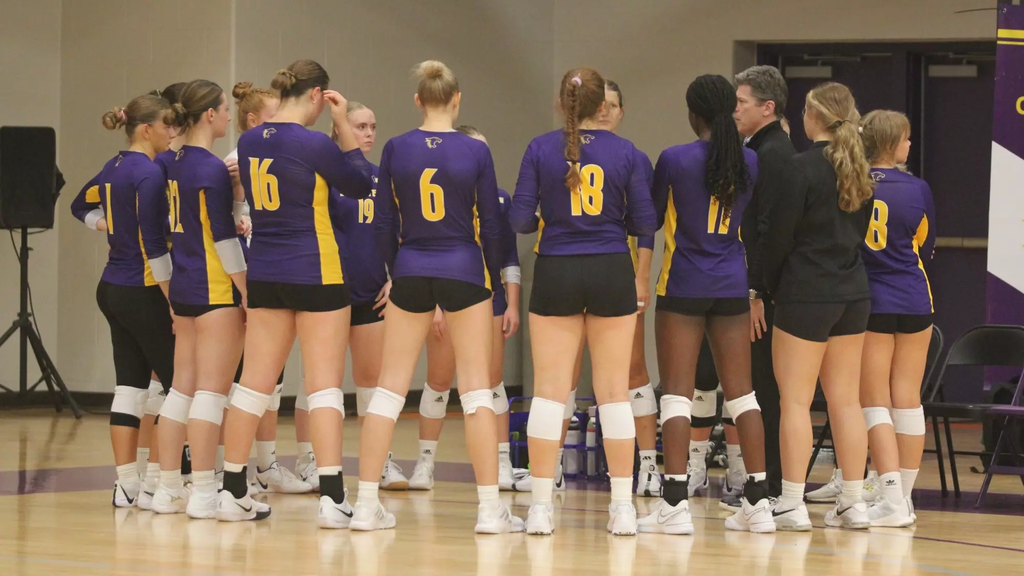 Volleyball team huddle