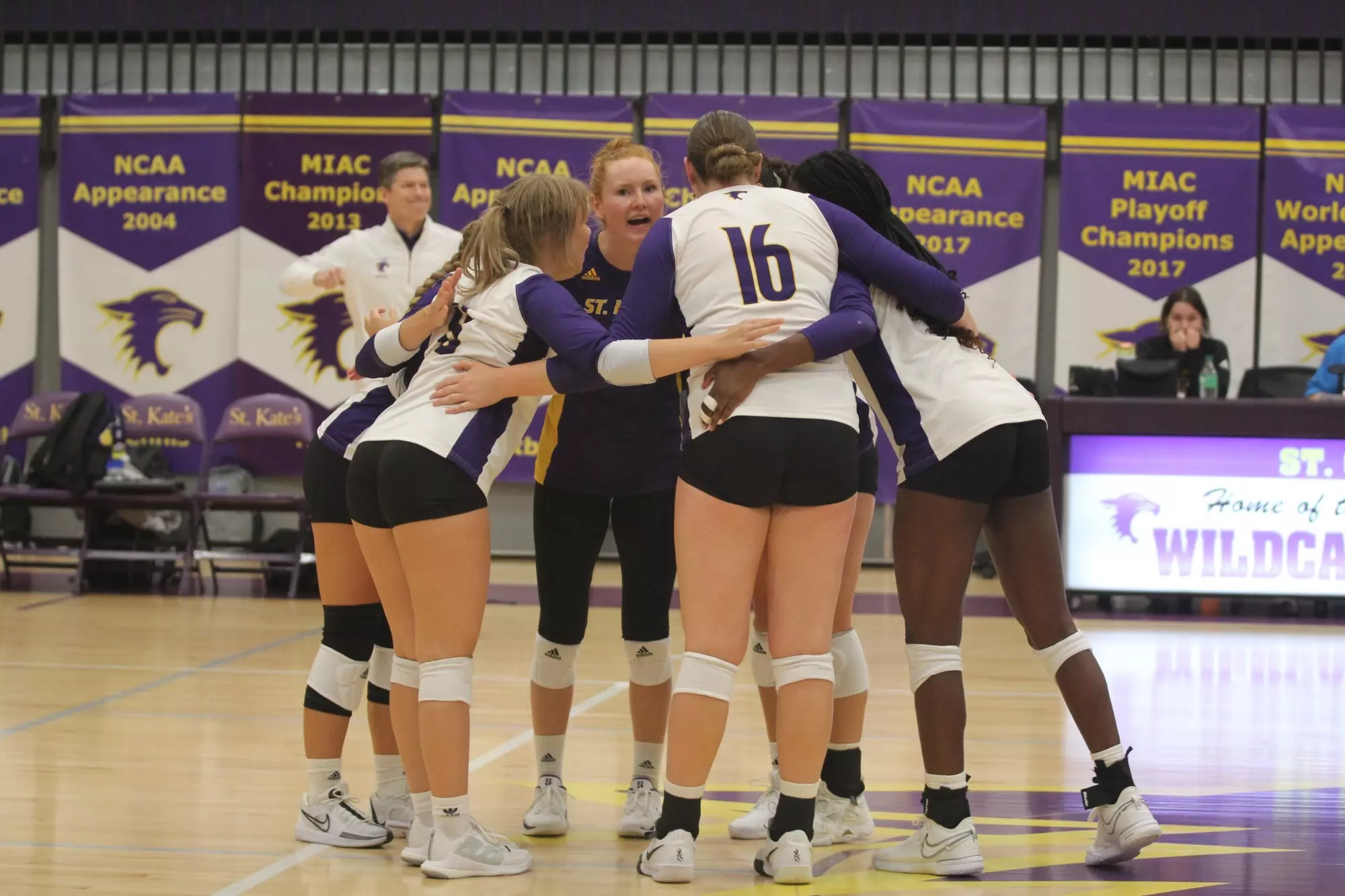 Volleyball team huddle