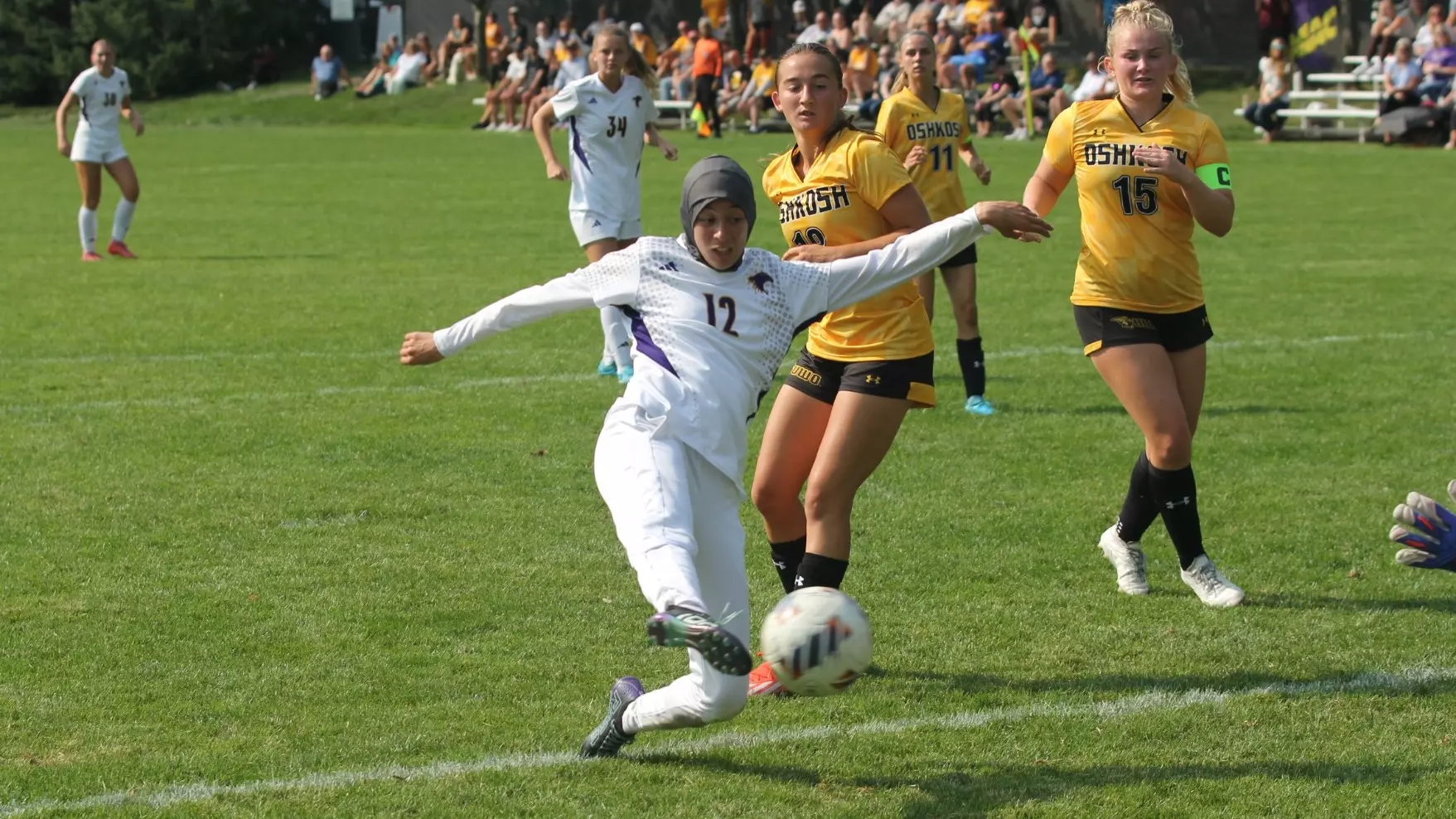 Ayah Makled scoring against UW-Oshkosh