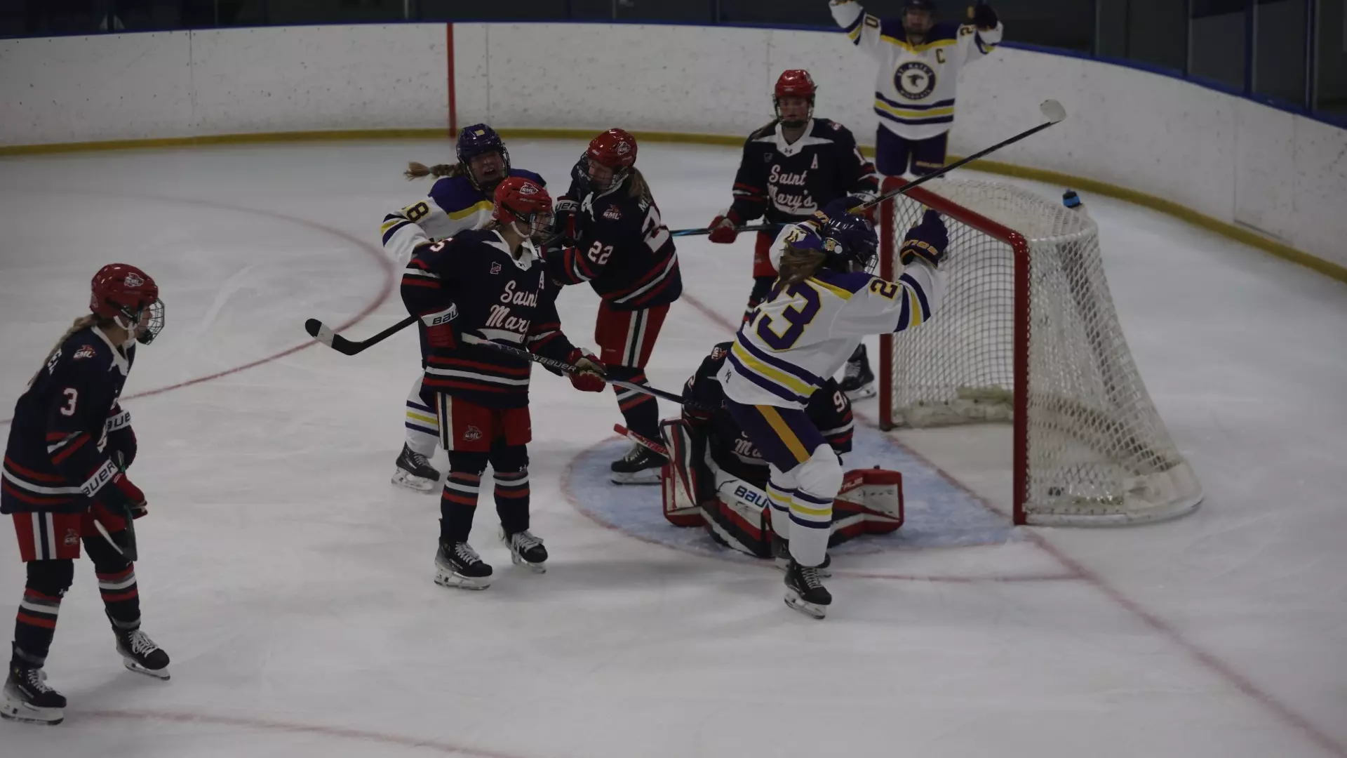 Lilly Gillespie celebrating goal over Saint Mary