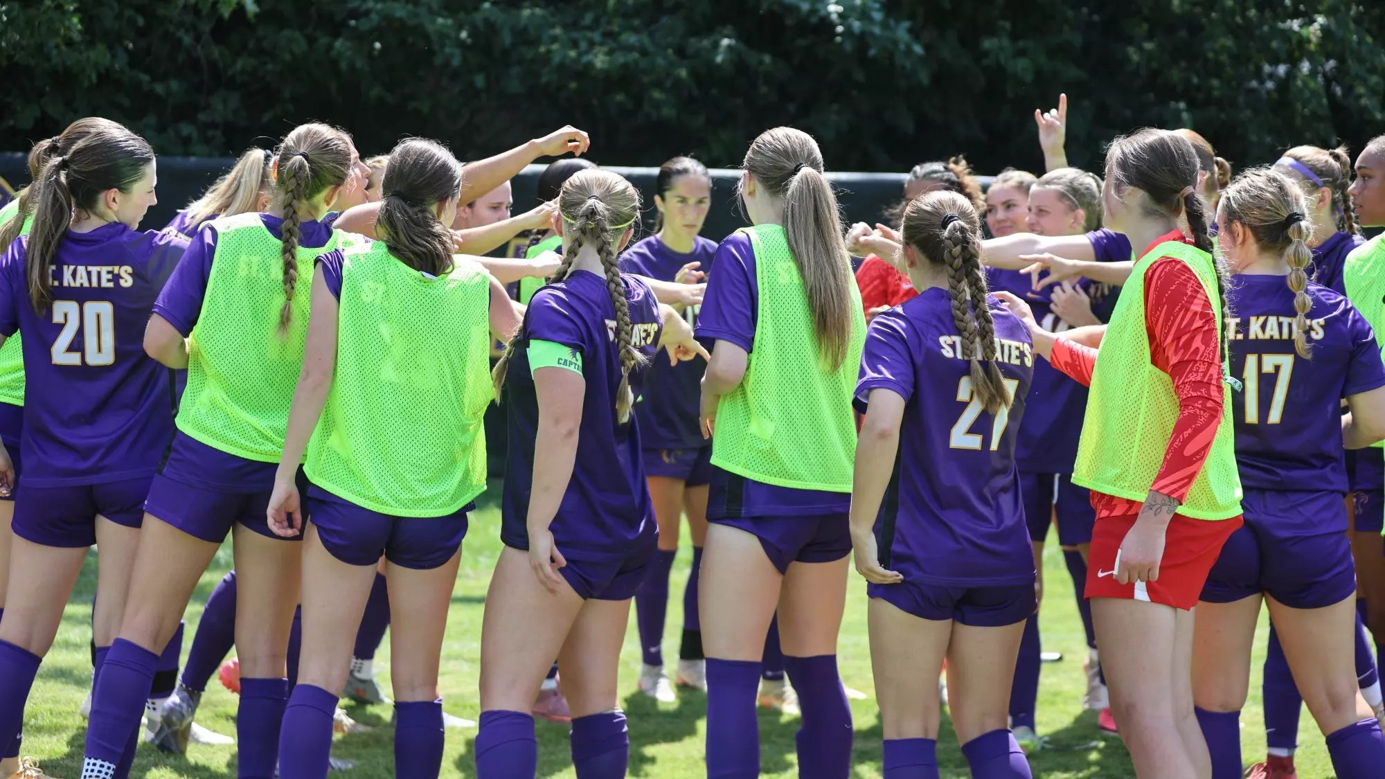 St Kates Soccer Team Huddle 